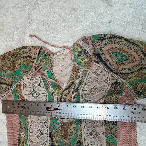 Anthropologie Meadow Rue Womens Lace Inset Floral Boho Top Small Long Sleeve - Picture 5 of 7